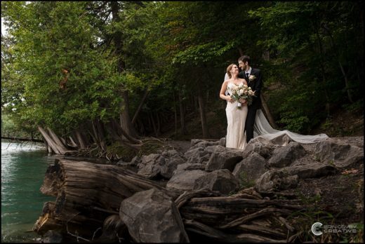 Wedding Photos near lake at Green Lakes State Park