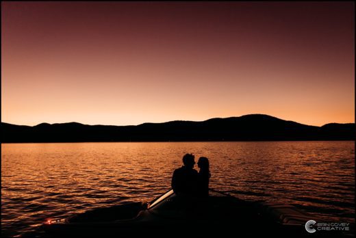 Engagement Photos shot on couple's boat in Lake George, NY