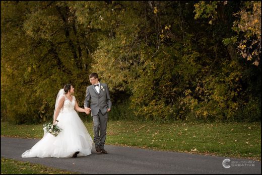 Bride and Groom at MKJ Farm Fall Wedding