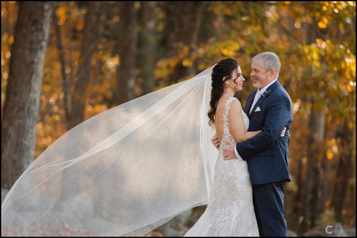 An autumn wedding ceremony at Barn Wedding venue, Barn on Walnut Hill, North Yarmouth, ME