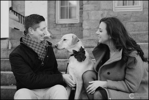 Couple with Dog in Salem, Massachusetts